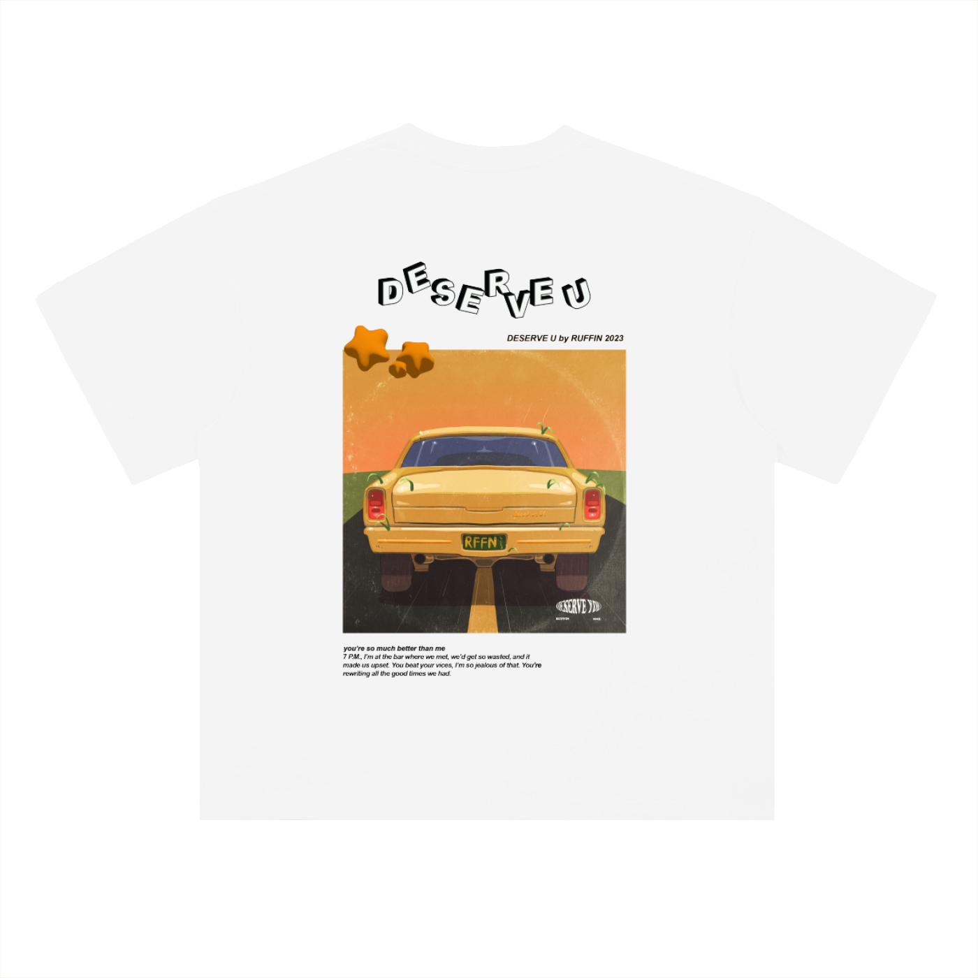 "Deserve U" Heavyweight Drop Shoulder Cotton T-Shirt
