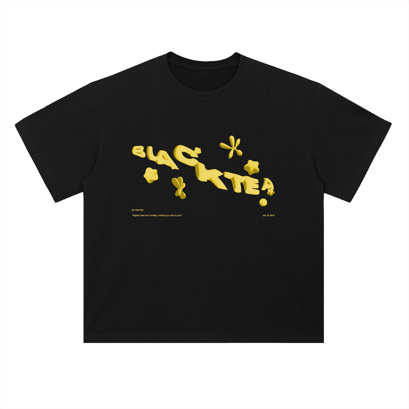 "Black Tea" Heavyweight Drop Shoulder Cotton T-Shirt