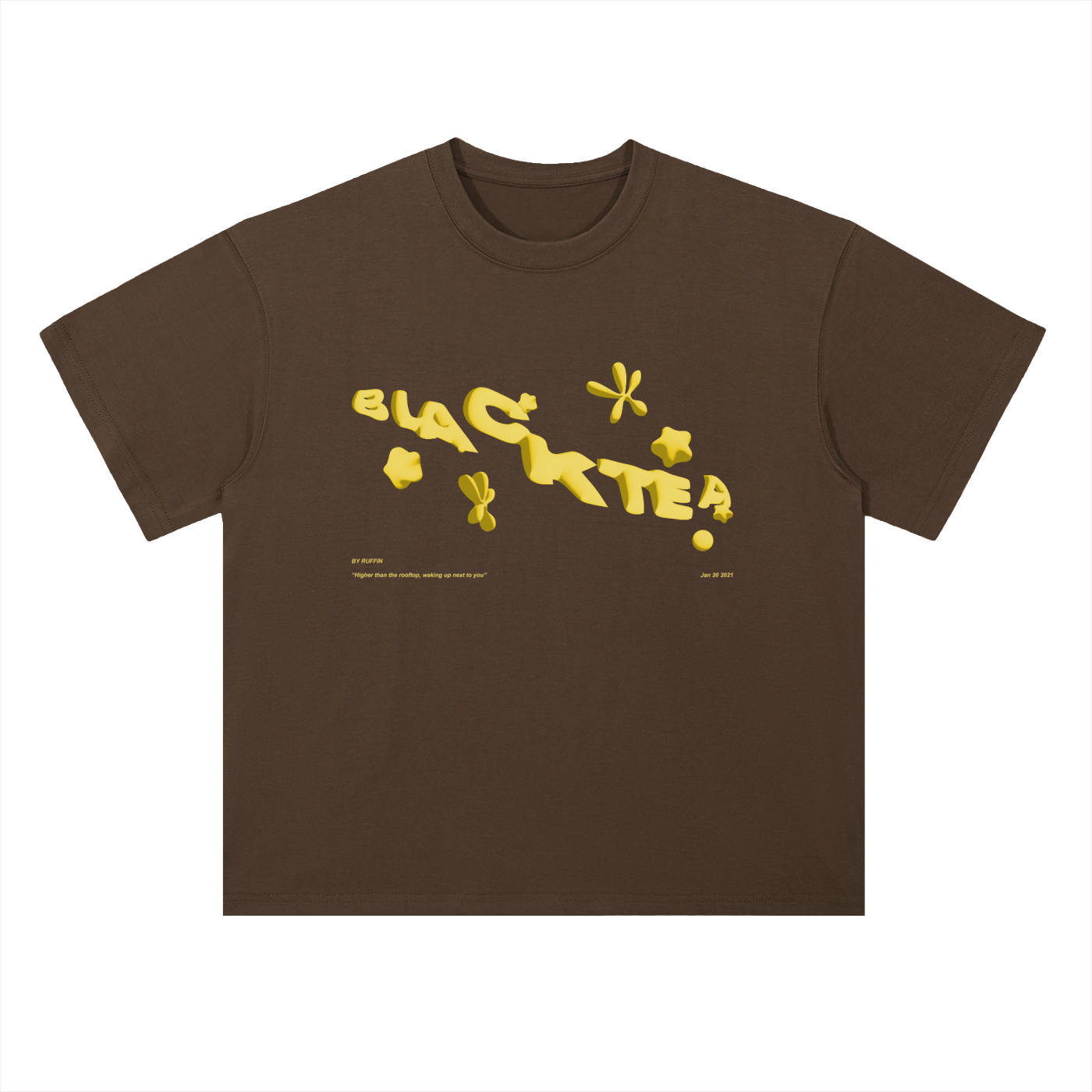 "Black Tea" Heavyweight Drop Shoulder Cotton T-Shirt