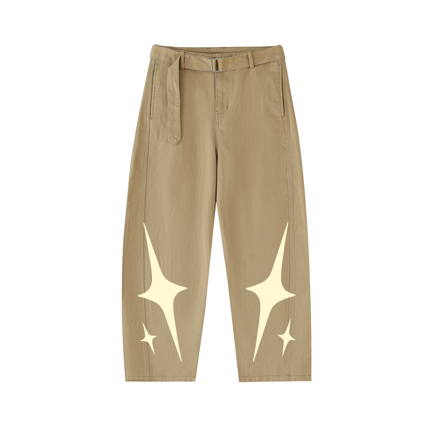 MrJorbi "Sparkle" Twisted-Seam Belted Curved-Blade Pants