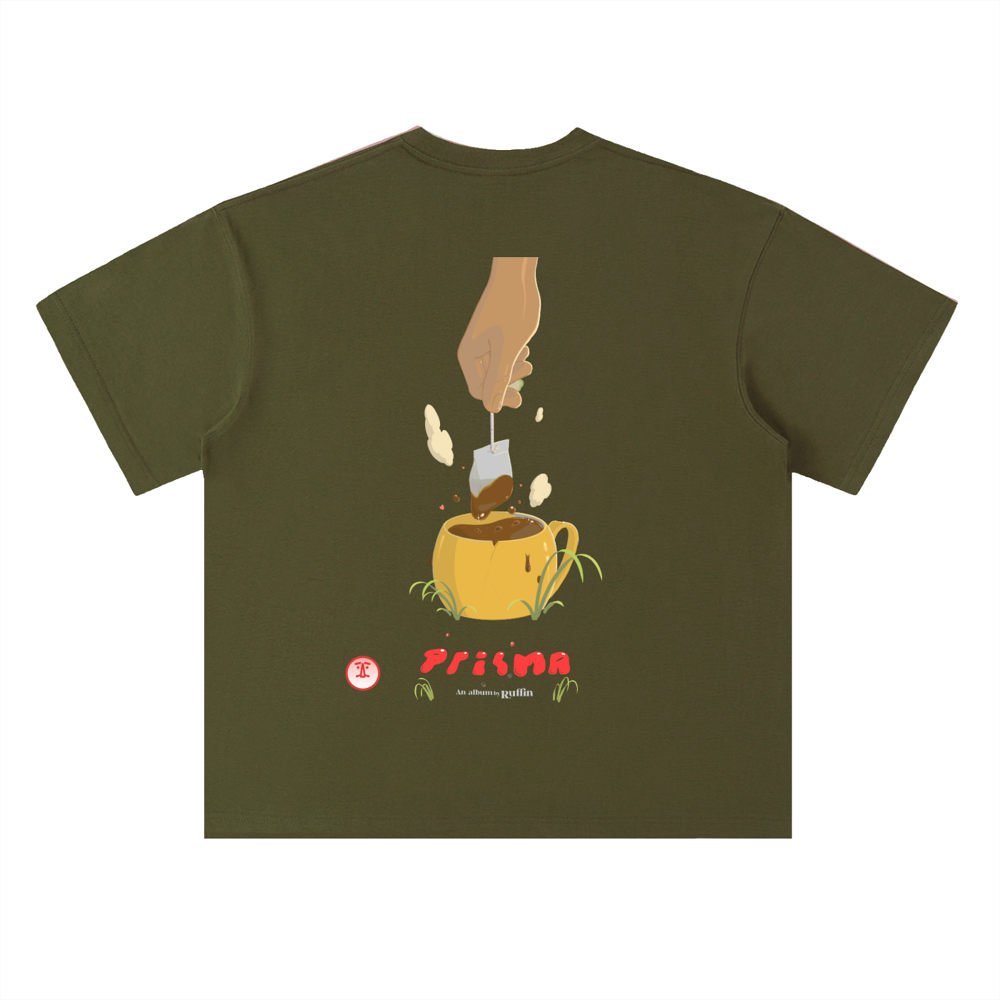 "Black Tea" Heavyweight Drop Shoulder Cotton T-Shirt