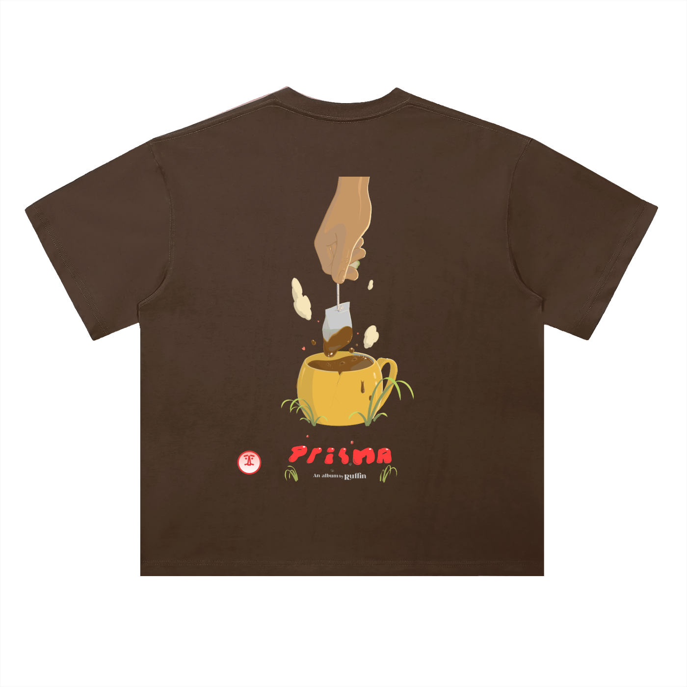 "Black Tea" Heavyweight Drop Shoulder Cotton T-Shirt
