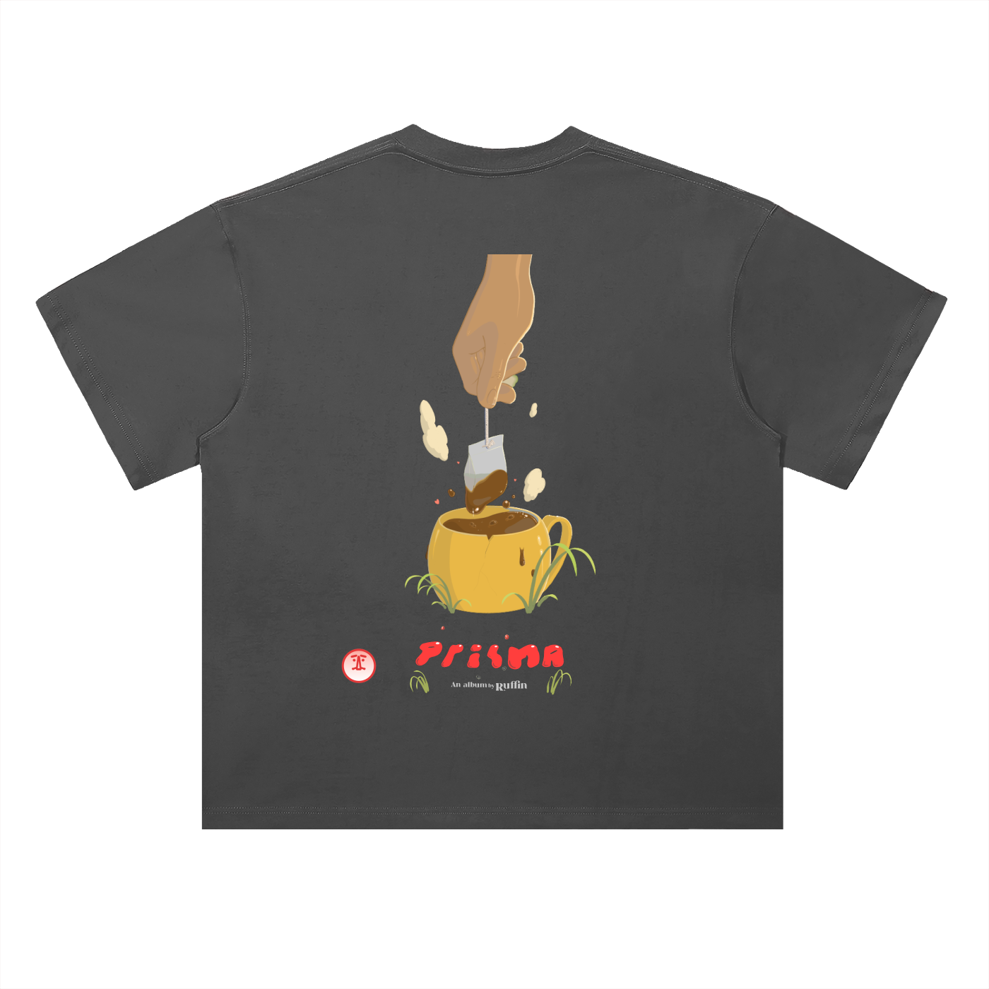 "Black Tea" Heavyweight Drop Shoulder Cotton T-Shirt