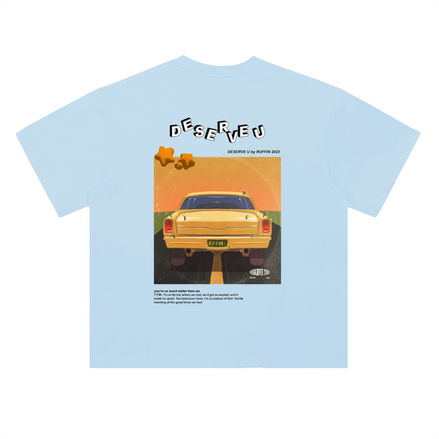 "Deserve U" Heavyweight Drop Shoulder Cotton T-Shirt