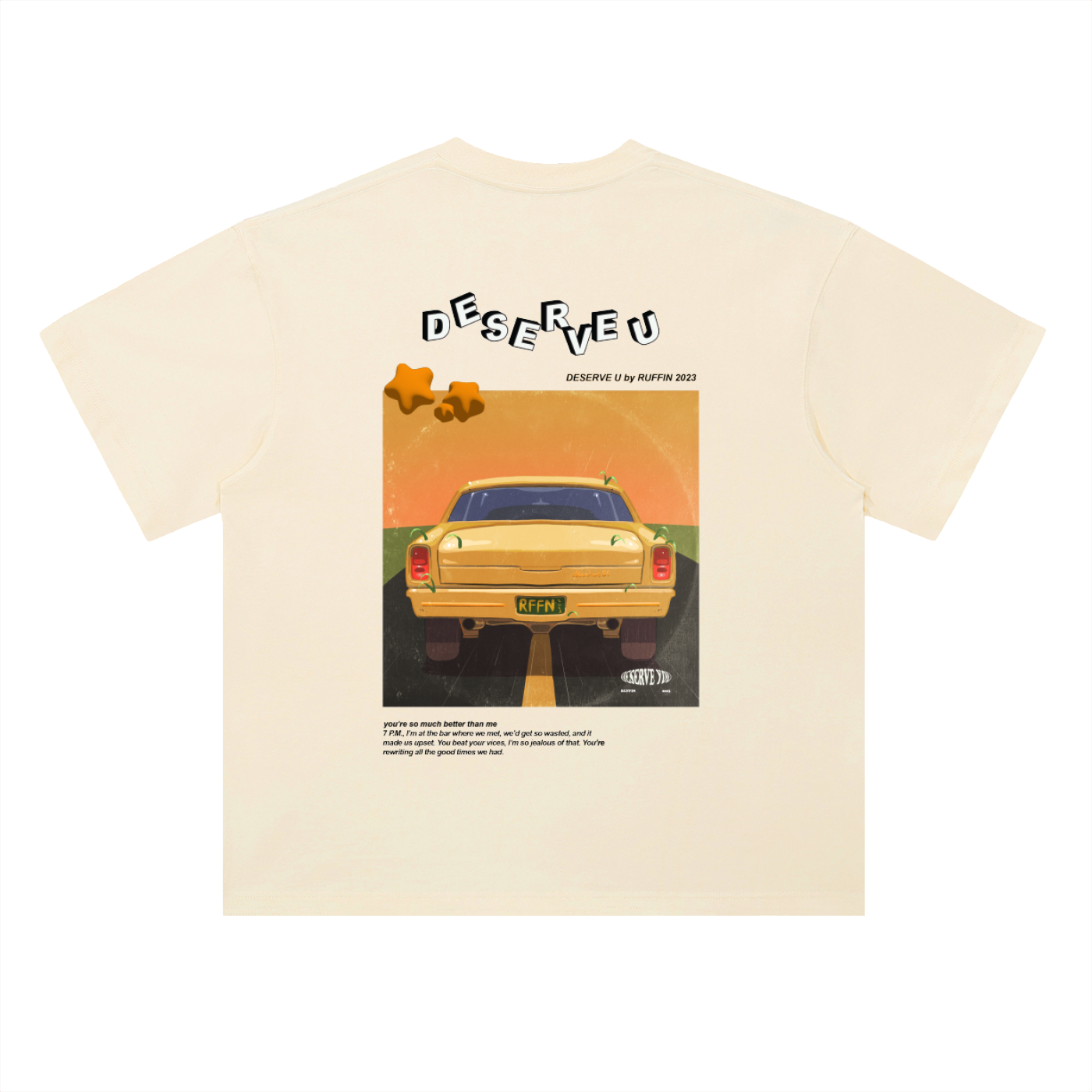 "Deserve U" Heavyweight Drop Shoulder Cotton T-Shirt