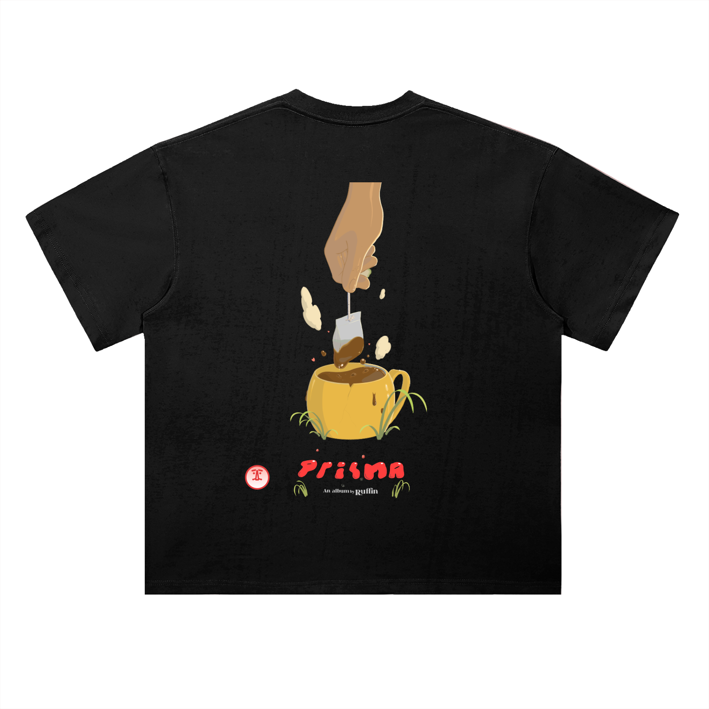 "Black Tea" Heavyweight Drop Shoulder Cotton T-Shirt