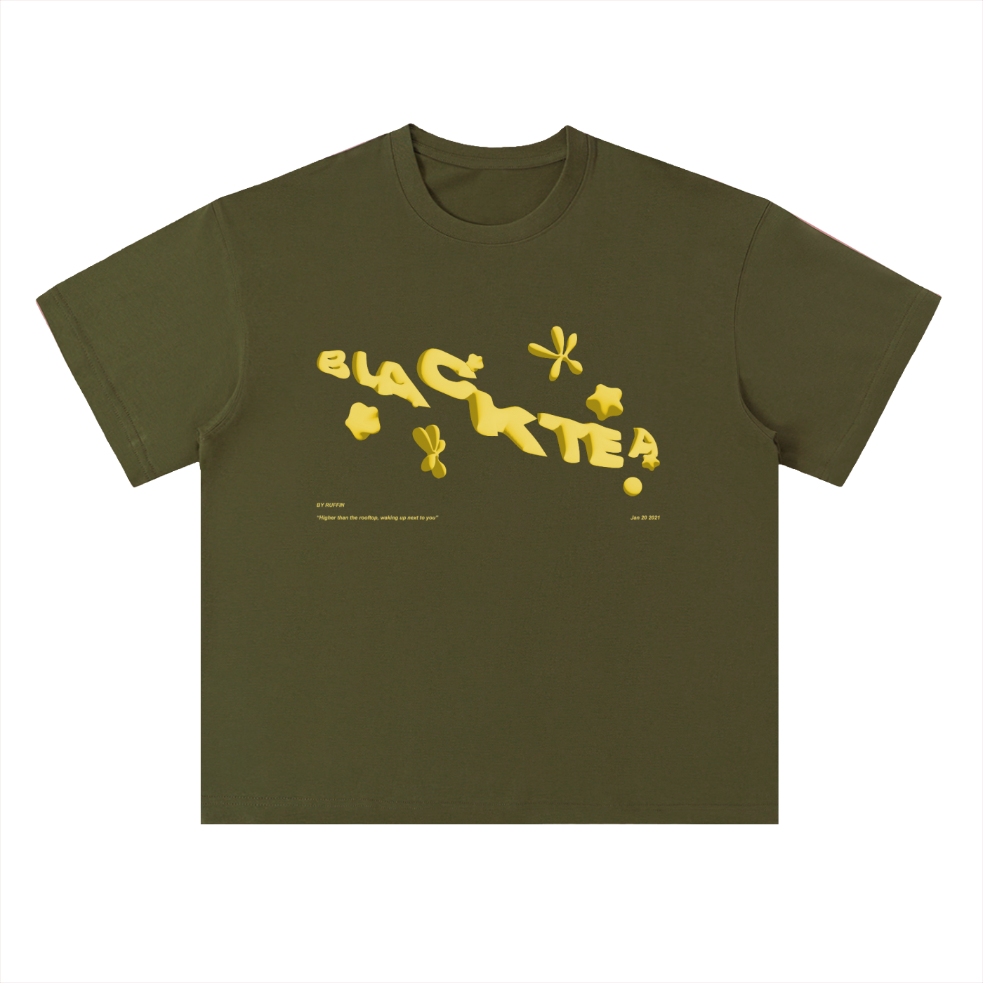 "Black Tea" Heavyweight Drop Shoulder Cotton T-Shirt
