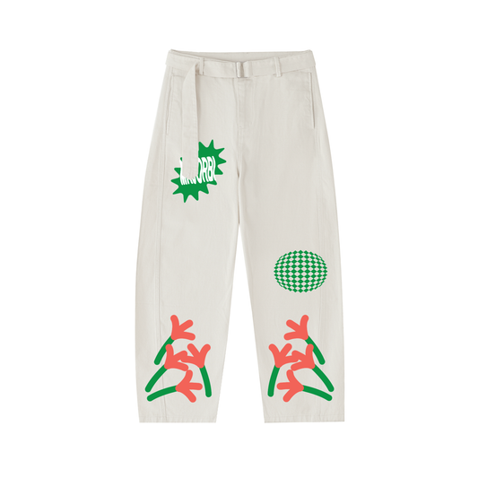 MRJORBI Belted Barrel-leg Chino Pants