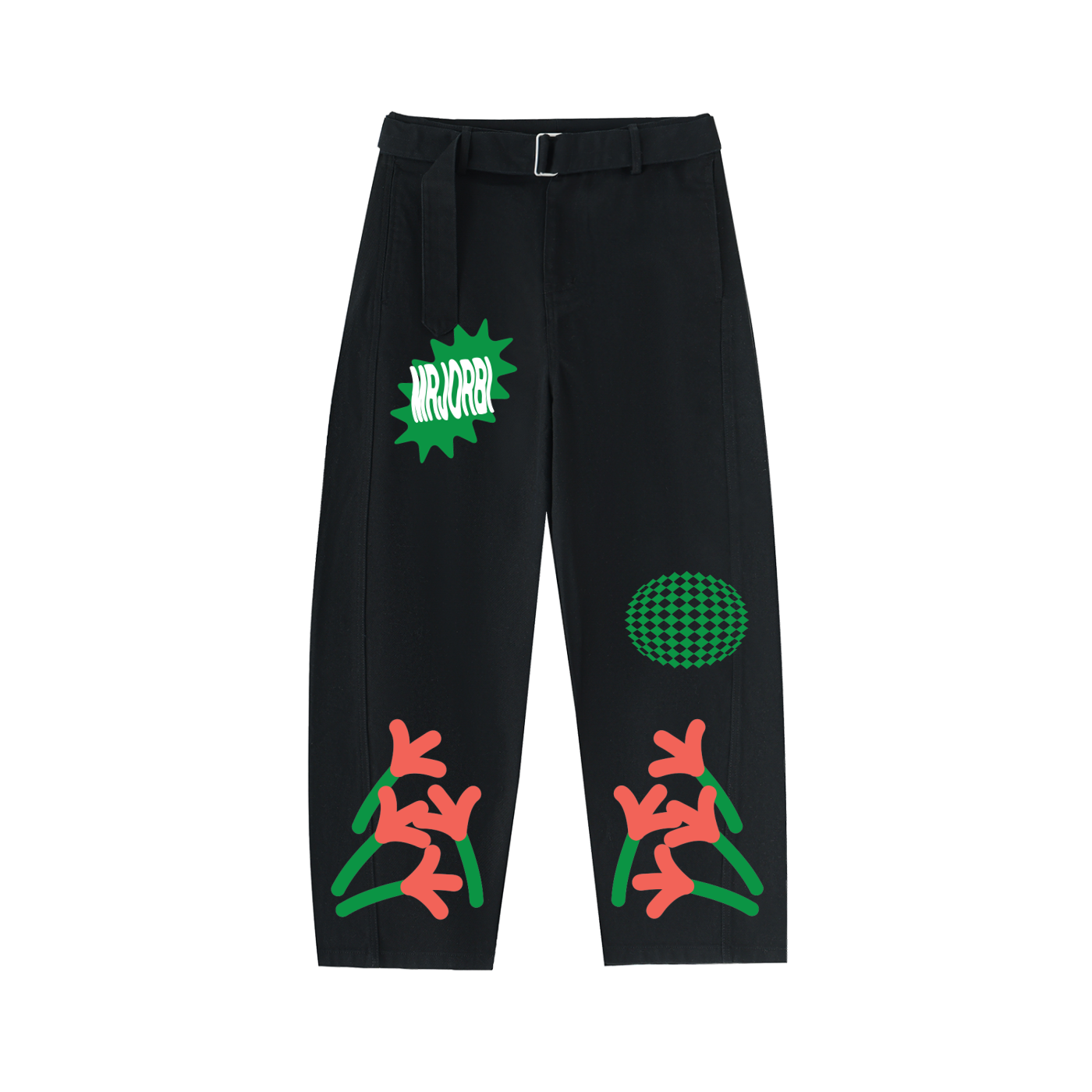 MRJORBI Belted Barrel-leg Chino Pants