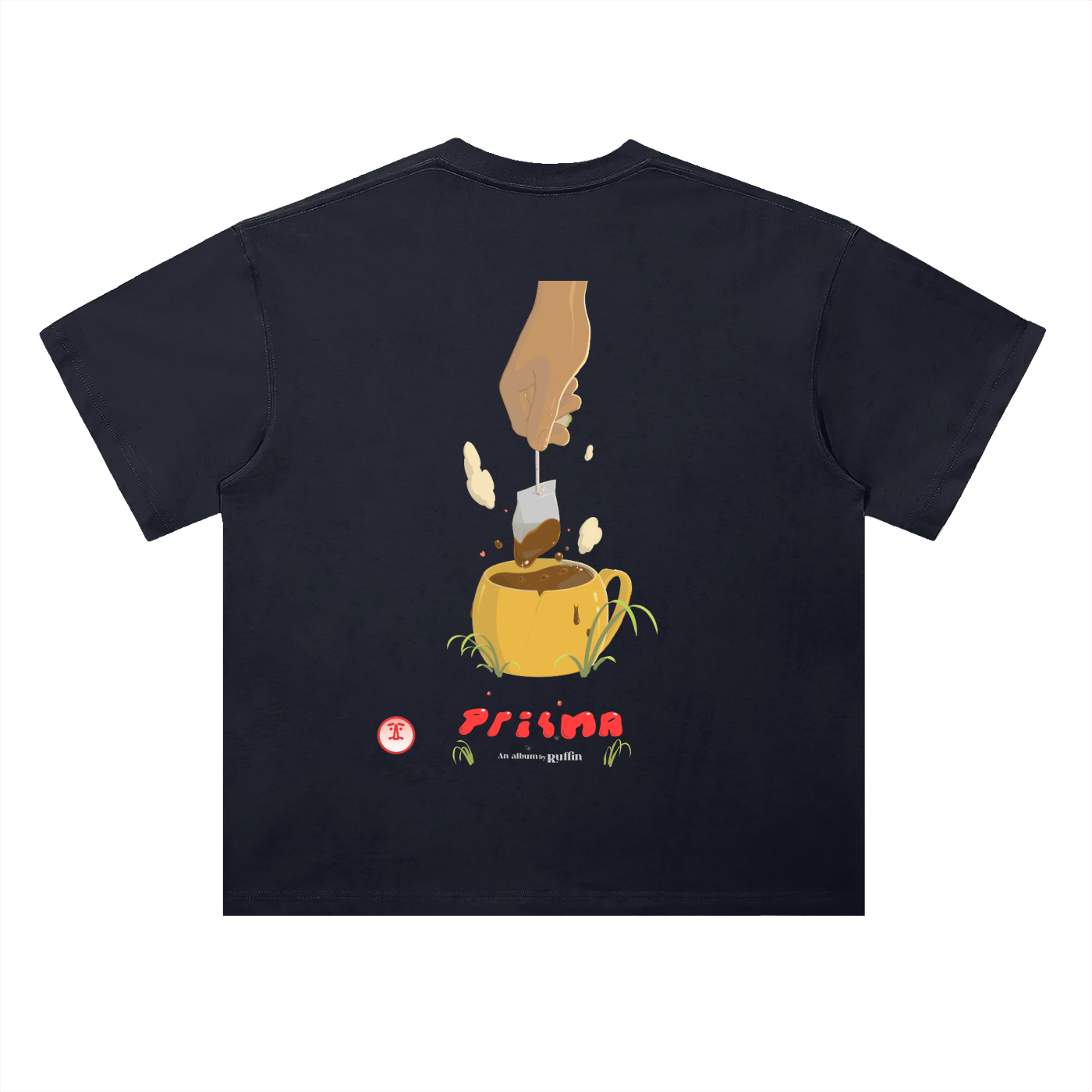 "Black Tea" Heavyweight Drop Shoulder Cotton T-Shirt