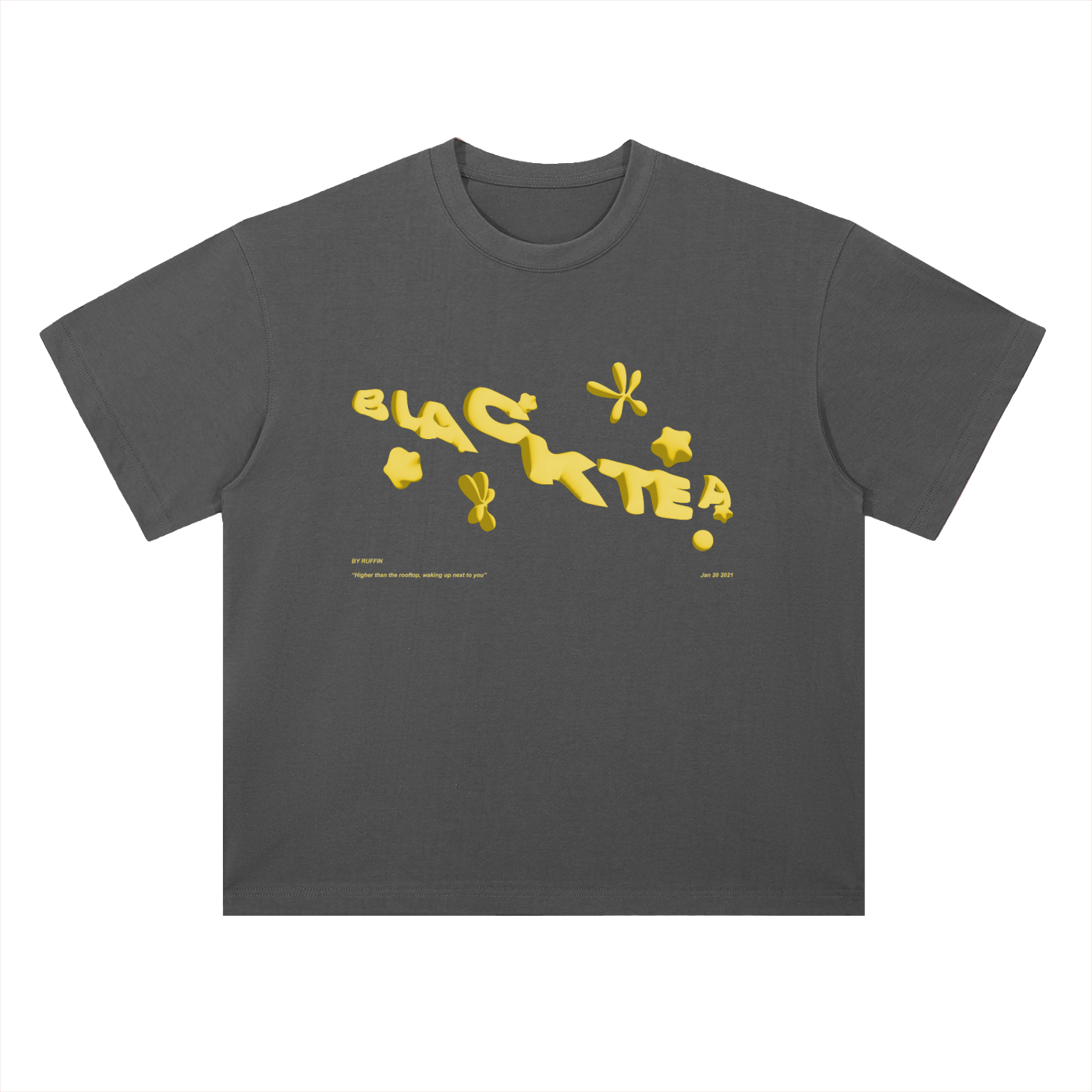 "Black Tea" Heavyweight Drop Shoulder Cotton T-Shirt